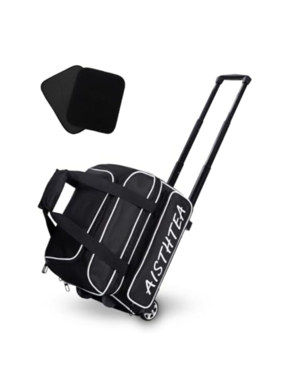 2 Ball Bowling Bag with Wheels 1680D Oxford Roller Shoe Compartment